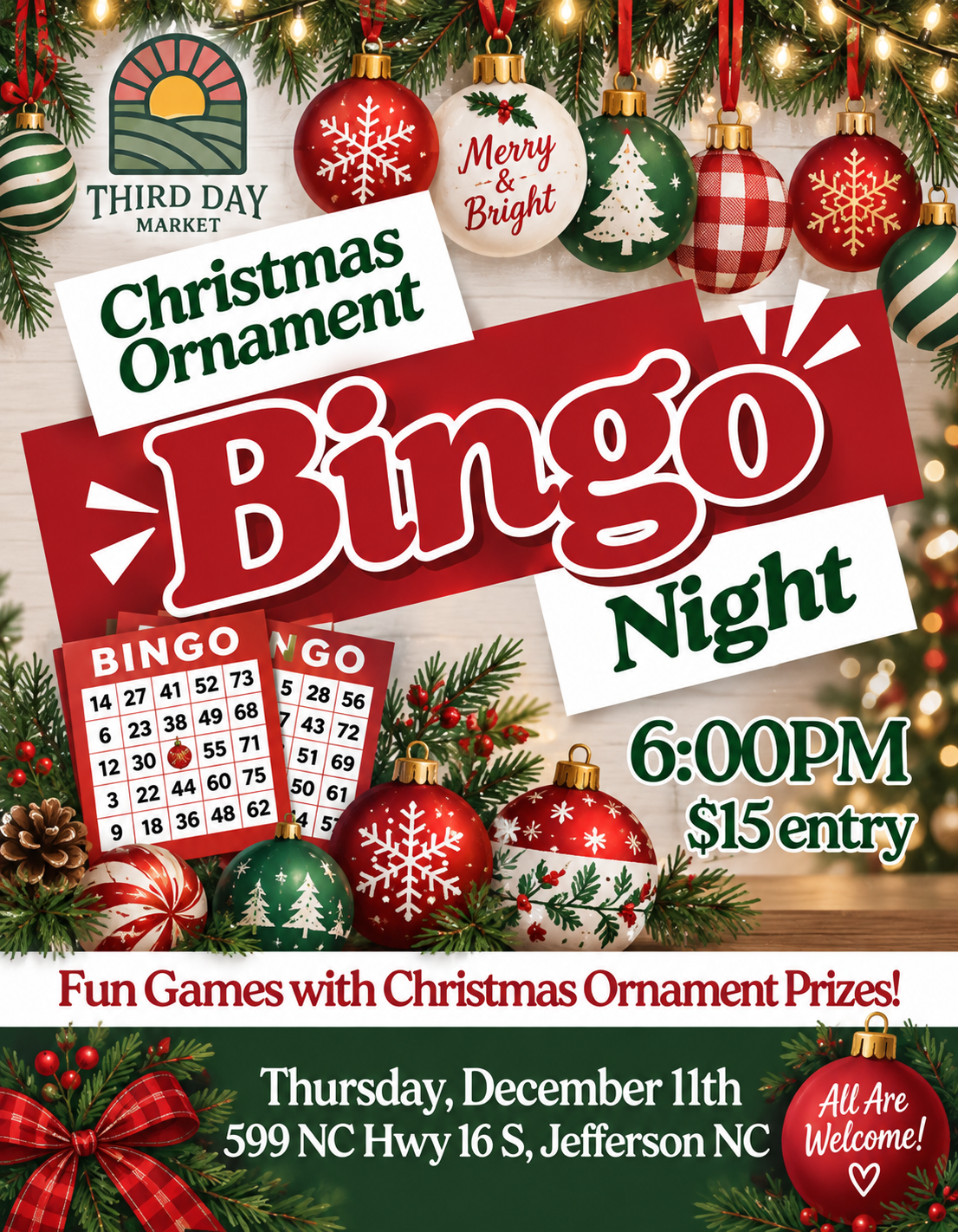 November 12 - Ornament Bingo at Third Day